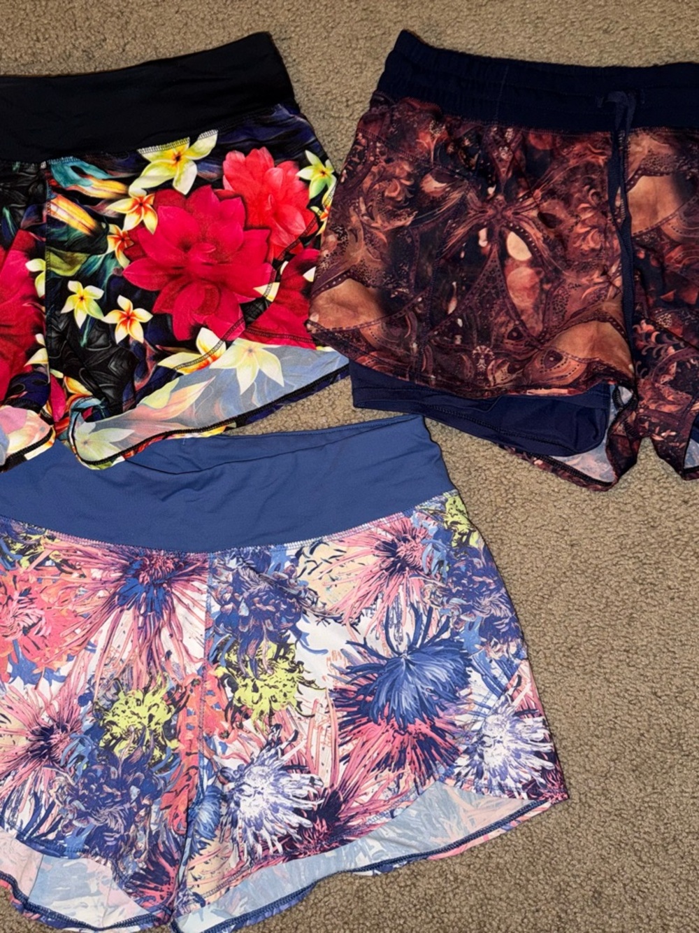 Lot 3 Calia by Carrie Underwood Athletic Shorts - Floral, Sand Mandala, Multi